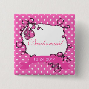 Macaron Carré 5 Cm Bouton mariage de Bridesmaid