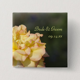 Macaron Carré 5 Cm Bouton Mariage rose jaune
