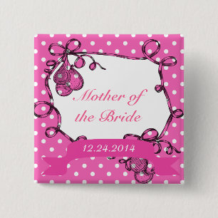Macaron Carré 5 Cm Bouton Mère du mariage marié/marié