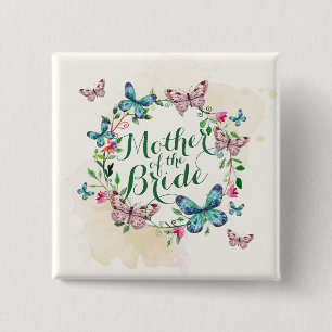 Macaron Carré 5 Cm Bouton Mère du papillon de mariée