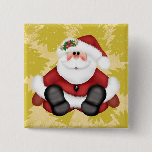 Macaron Carré 5 Cm Bouton mignon du père noël avec des arbres de Noël