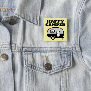 Macaron Carré 5 Cm Bouton mignon Happy Camper pour propriétaire de VR