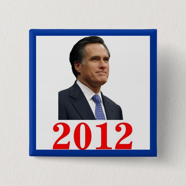 Macaron Carré 5 Cm Bouton Mitt Romney 2012 (Devant)