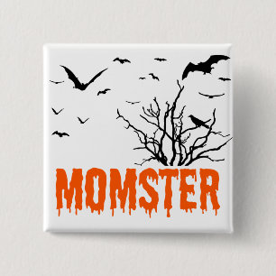 Macaron Carré 5 Cm Bouton Momster Orange Driving Font Flying Bats