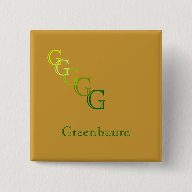 Macaron Carré 5 Cm Bouton - Monogramme avec nom (Devant)