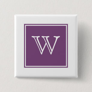Macaron Carré 5 Cm Bouton Monogramme Carré violet