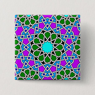Macaron Carré 5 Cm Bouton motif géométrique islamique