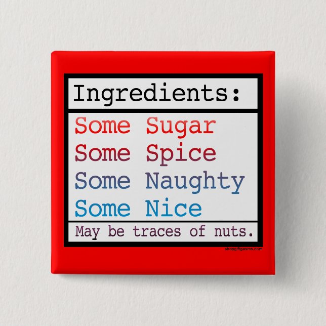Macaron Carré 5 Cm Bouton Naughty et Nice (Devant)