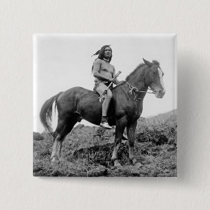 Macaron Carré 5 Cm Bouton Nez Perce Warrior