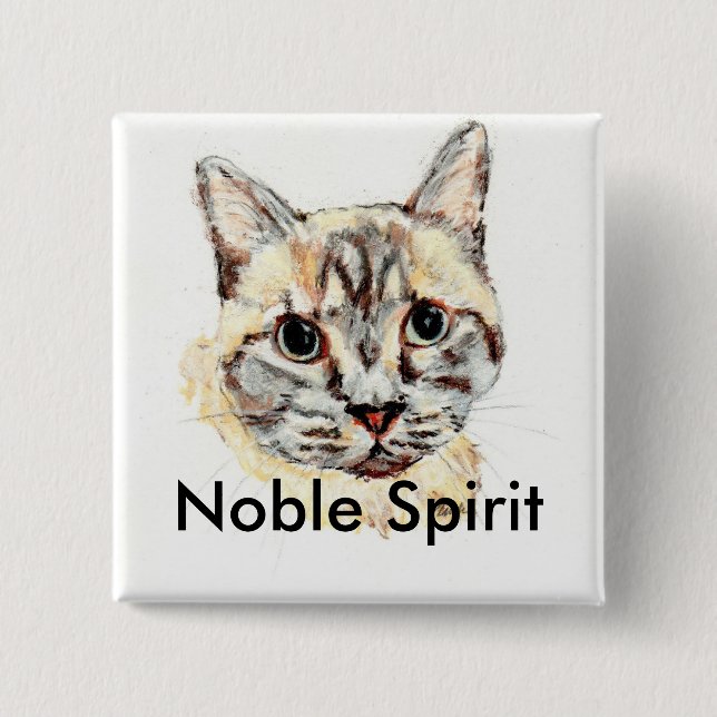 Macaron Carré 5 Cm Bouton noble de chat d'esprit (Devant)