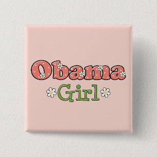 Macaron Carré 5 Cm Bouton Obama Girl Barack Obama