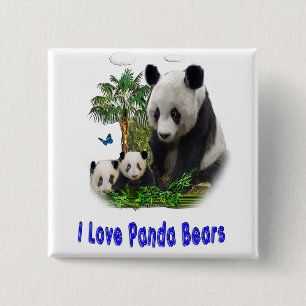Macaron Carré 5 Cm Bouton Panda bear