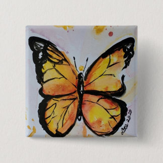 Macaron Carré 5 Cm Bouton papillon Monarque