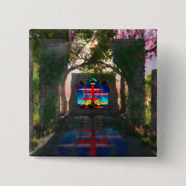 Macaron Carré 5 Cm Bouton Pâques Éternel (Devant)