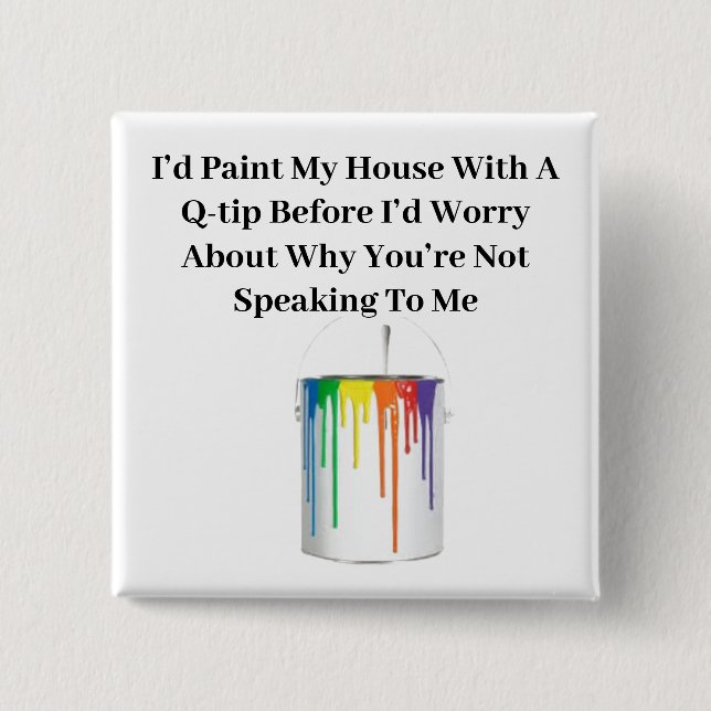 Macaron Carré 5 Cm Bouton Pas d'inquiétude (Devant)