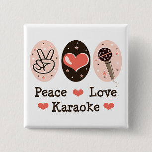 Macaron Carré 5 Cm Bouton Peace Love Karaoke