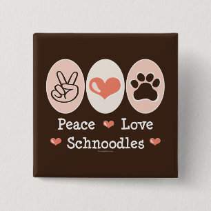 Macaron Carré 5 Cm Bouton Peace Love Schnoodles