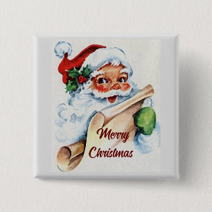 Macaron Carré 5 Cm Bouton père Noël avec liste