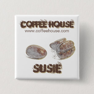 Macaron Carré 5 Cm bouton personalizable de nom-étiquette "de grains