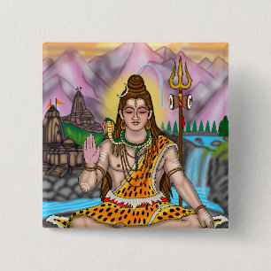 Macaron Carré 5 Cm Bouton personnalisé du dieu hindou spirituel Lord