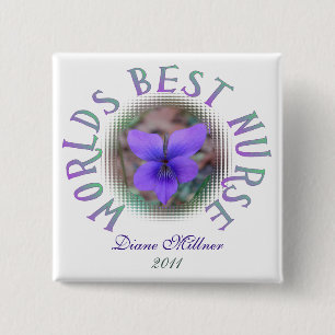 Macaron Carré 5 Cm Bouton personnalisé la meilleure par infirmière