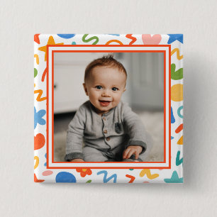 Macaron Carré 5 Cm Bouton photo bébé doodle amusant
