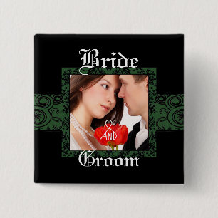 Macaron Carré 5 Cm Bouton photo de la mariée et de la chambre