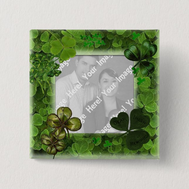 Macaron Carré 5 Cm Bouton photo de la Saint Patrick (Devant)