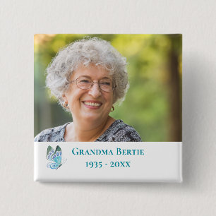 Macaron Carré 5 Cm Bouton Photo Memorial Butterfly In Love Memory