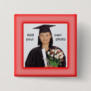 Macaron Carré 5 Cm Bouton photo rouge