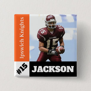 Macaron Carré 5 Cm Bouton photo sport personnalisé / football à pin