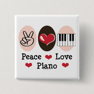 Macaron Carré 5 Cm Bouton Piano Peace Love