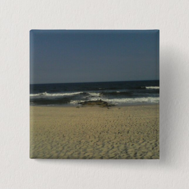 Macaron Carré 5 Cm Bouton Plage (Devant)