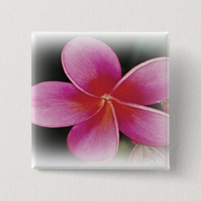 Macaron Carré 5 Cm Bouton Plumeria hawaïen (Devant)