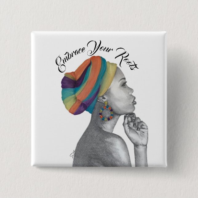 Macaron Carré 5 Cm Bouton Portable Embrasser vos racines (Devant)