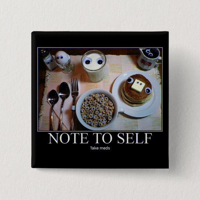 Macaron Carré 5 Cm Bouton Prends les médicaments ! (Devant)