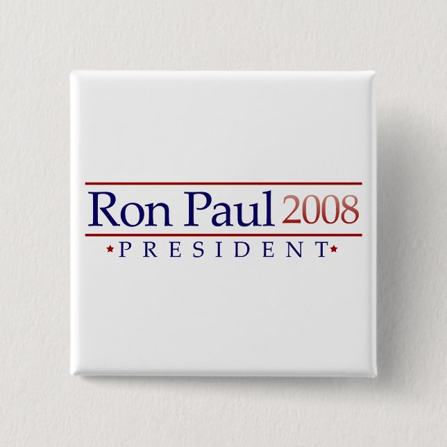 Macaron Carré 5 Cm Bouton présidentiel de Ron Paul 2008 (Devant)