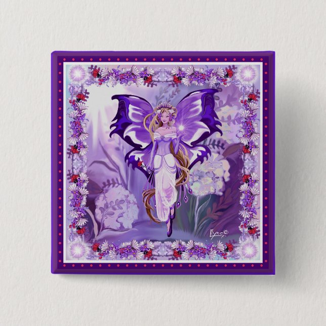 Macaron Carré 5 Cm Bouton Purple Sun Fairy (Devant)