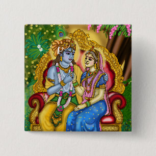 Macaron Carré 5 Cm Bouton Radha Krishna
