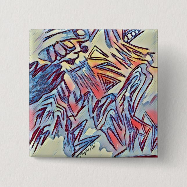 Macaron Carré 5 Cm Bouton Réflexions déversées (Devant)