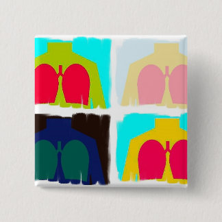 Macaron Carré 5 Cm Bouton respiratoire droite de poumons de rayon X