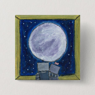 Macaron Carré 5 Cm Bouton Robots de la Lune