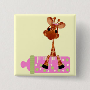 Macaron Carré 5 Cm Bouton rose de girafe de bébé