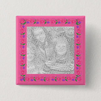 Macaron Carré 5 Cm Bouton rose de photo de frontière de fleur