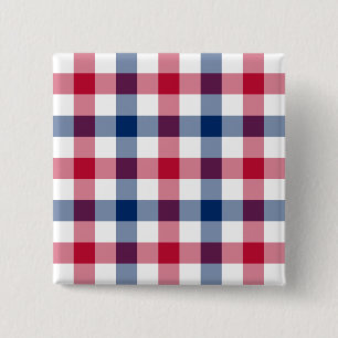 Macaron Carré 5 Cm Bouton rouge, blanc et bleu plaid