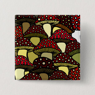 Macaron Carré 5 Cm Bouton rouge de champignons