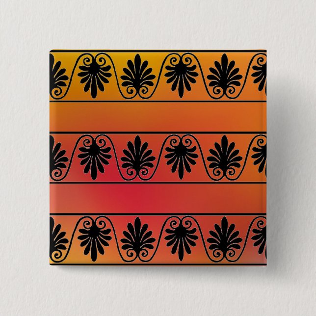 Macaron Carré 5 Cm Bouton rouge et orange (Devant)