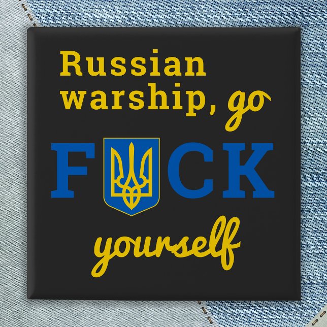Macaron Carré 5 Cm Bouton russe de guerre Go F Yourself Ukraine (Créateur téléchargé)