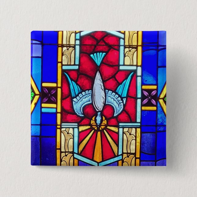 Macaron Carré 5 Cm Bouton Saint-Esprit (Devant)