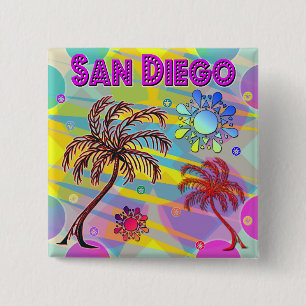 Macaron Carré 5 Cm Bouton San Diego Happy et Hope